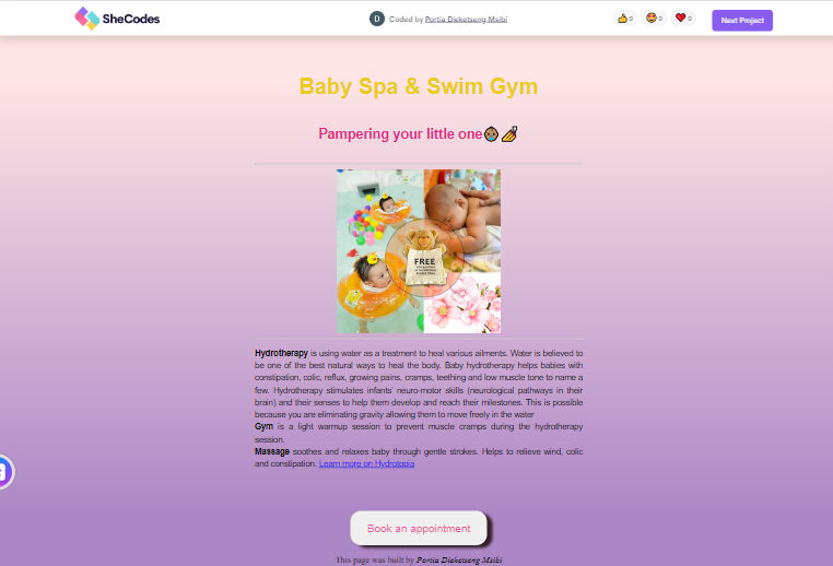 baby's landing page